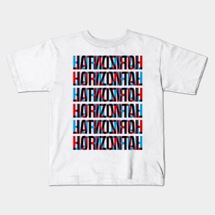 Horizontal Typography Stack (Cyan Red Black) Kids T-Shirt